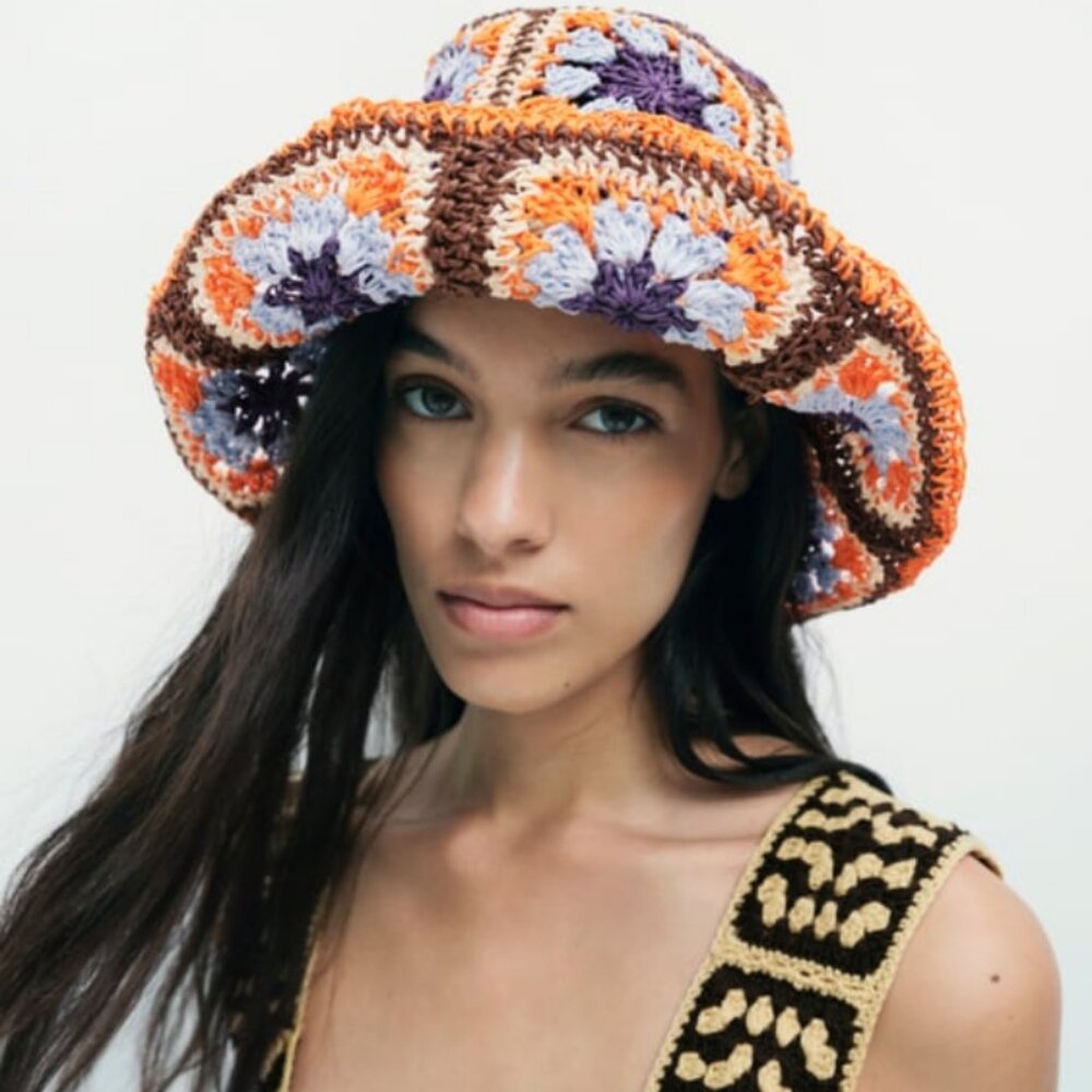 Zara Handmade Crochet Granny Square Bucket Hat